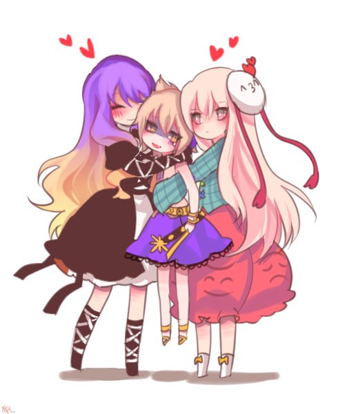 hijiri byakuren, toyosatomimi no miko, and hata no kokoro (touhou) drawn by shan