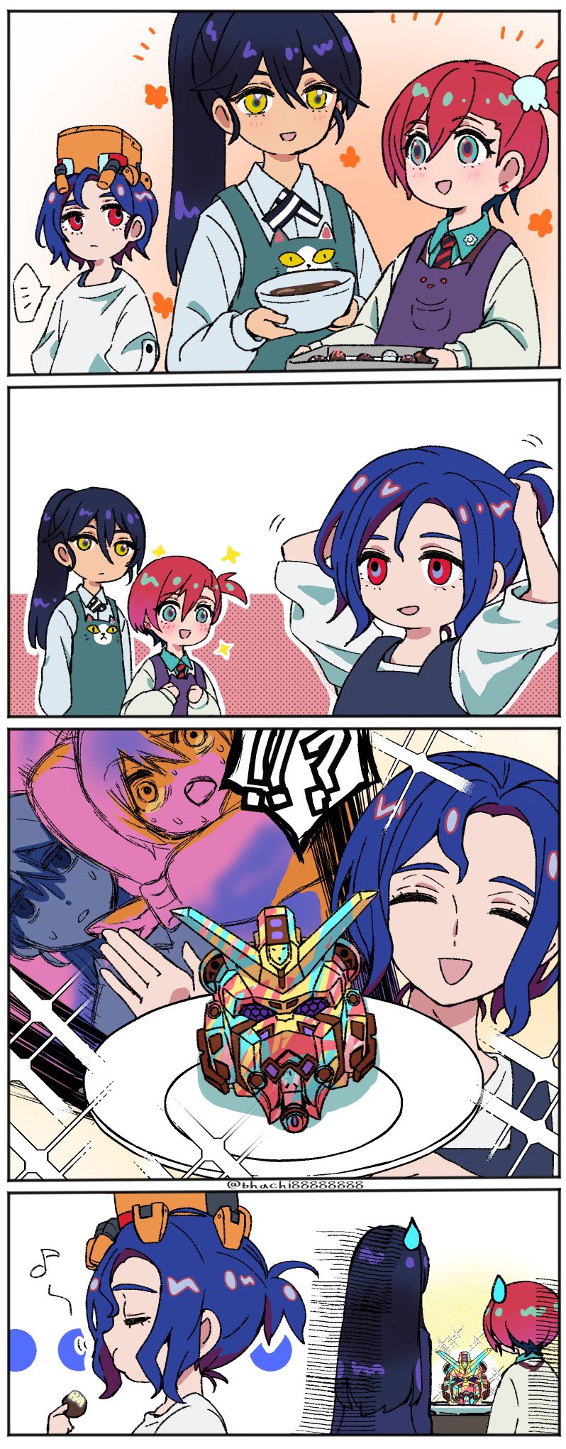 amate yuzuriha, haro, shuji ito, nyaan, conch, and 1 more (gundam and 1 more) drawn by bhachi88888888