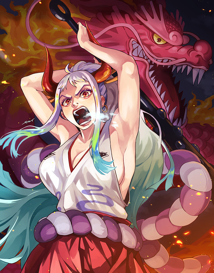 yamato and kouzuki momonosuke (one piece) drawn by moroi