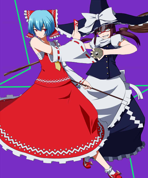 hakurei reimu, kirisame marisa, ayanami rei, and makinami mari illustrious (touhou and 2 more) drawn by akimichi