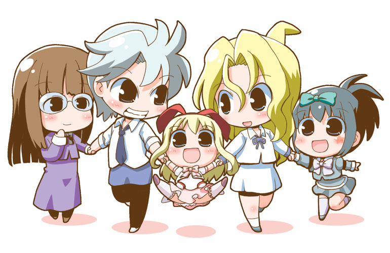 amae koromo, kunihiro hajime, ryuumonbuchi touka, sawamura tomoki, and inoue jun (saki) drawn by gerotan
