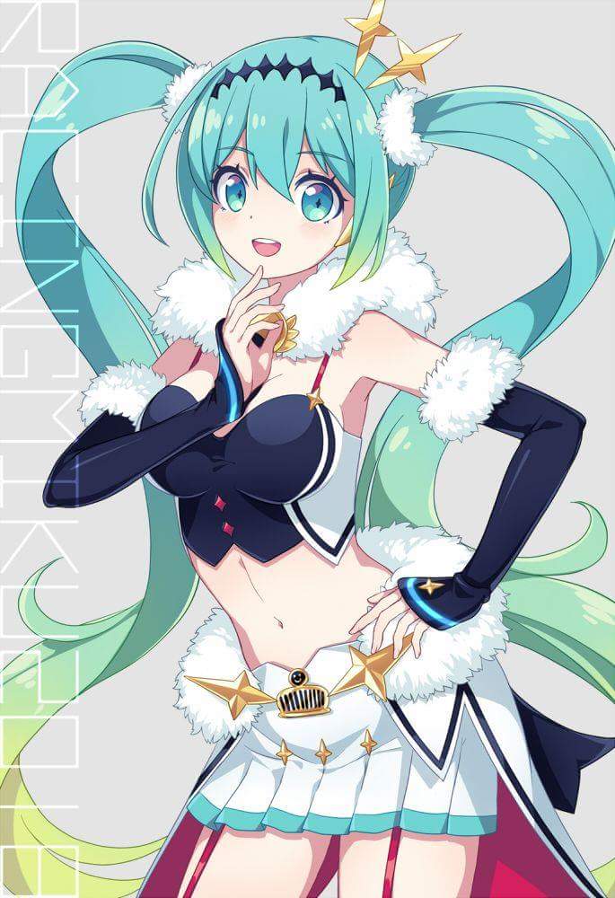 hatsune miku and racing miku (vocaloid and 1 more)