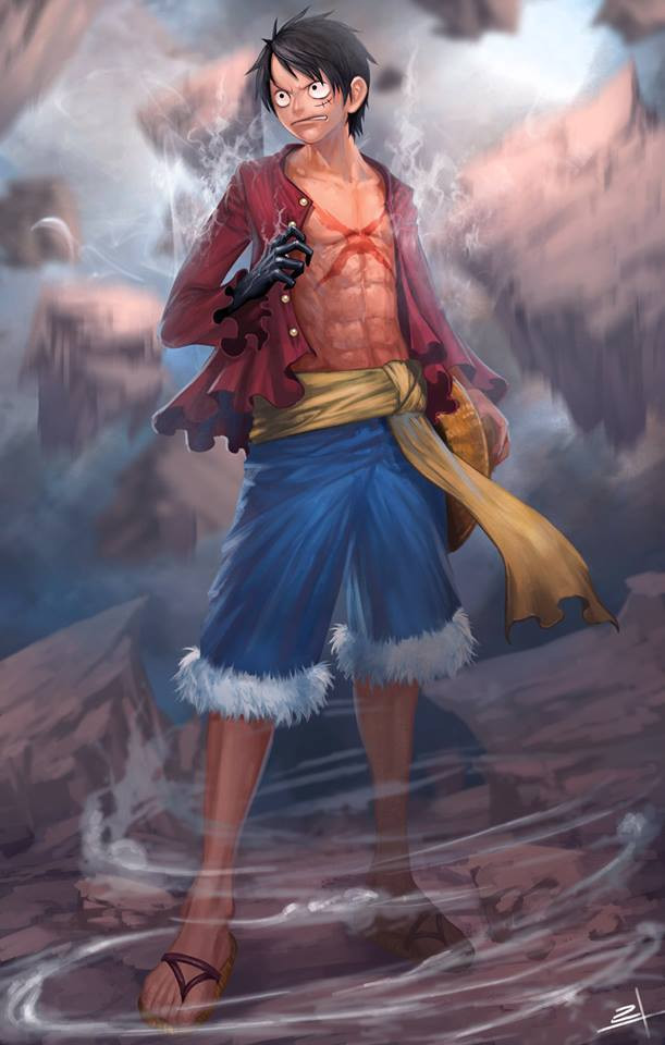 monkey d. luffy (one piece) drawn by pu_reum_lee