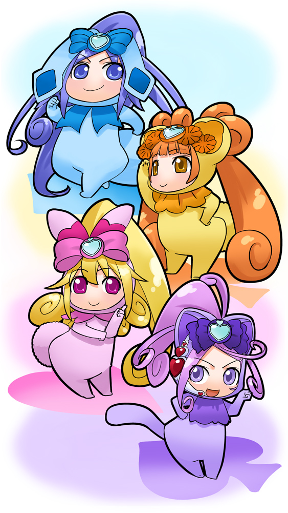 hishikawa rikka, aida mana, kenzaki makoto, yotsuba alice, cure heart, and 7 more (precure and 1 more) drawn by hirai_yukio