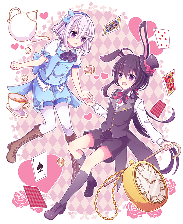 alice, namazuo toushirou, honebami toushirou, and white rabbit (touken ranbu and 1 more) drawn by hyou_(pixiv3677917)