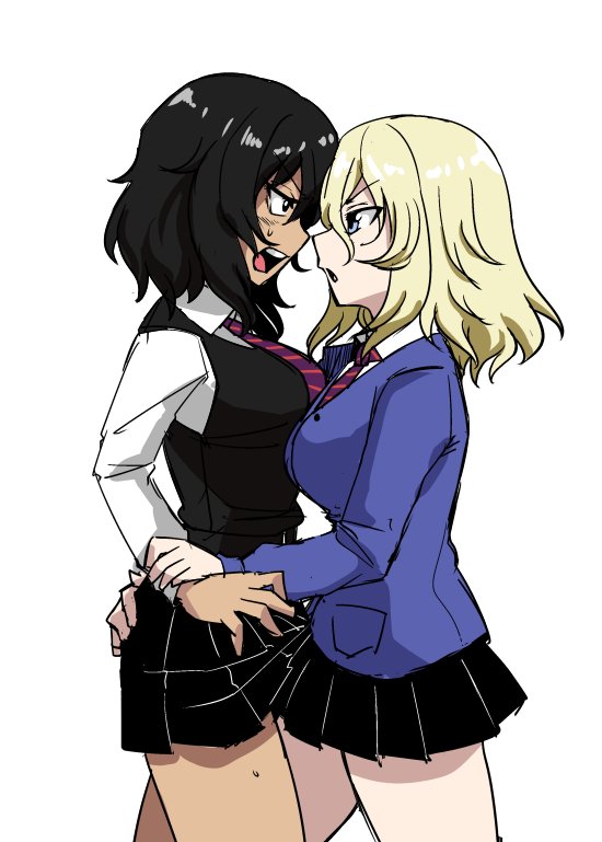 andou and oshida (girls und panzer and 1 more) drawn by mimuni362