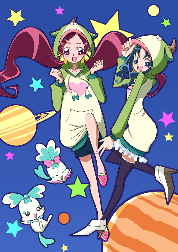 kurumi erika, hanasaki tsubomi, coffret, chypre, and coupe (precure and 1 more) drawn by mahkn