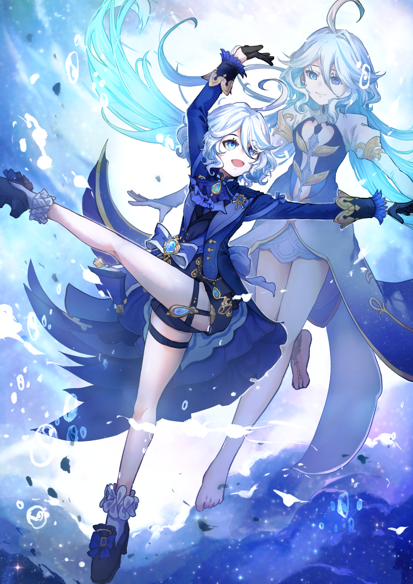 furina and focalors (genshin impact) drawn by suzume_(darknightsparrow)