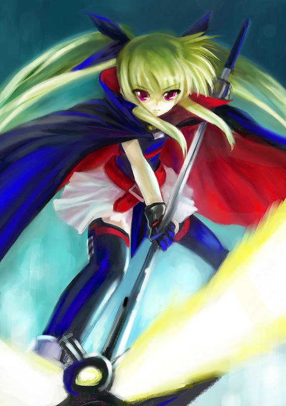 fate testarossa and bardiche (lyrical nanoha and 2 more) drawn by oisin