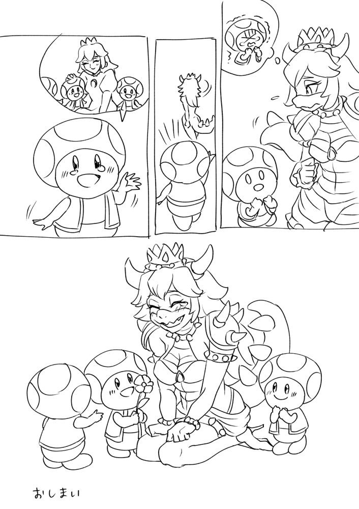 princess peach and toad (mario) drawn by parari_(parari000)