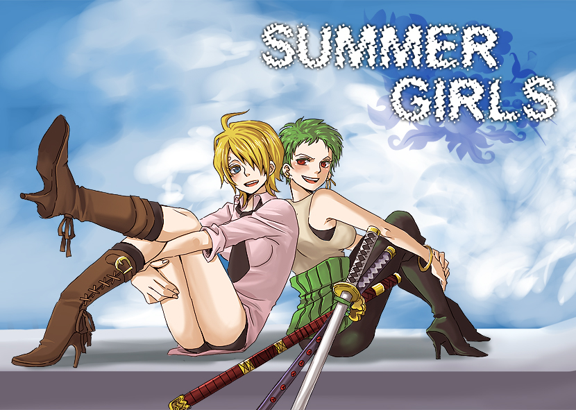 roronoa zoro and sanji (one piece) drawn by v-ko_(vickywa)