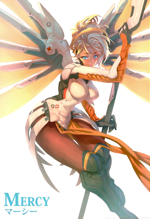 mercy (overwatch and 1 more) drawn by jet_kimchrea