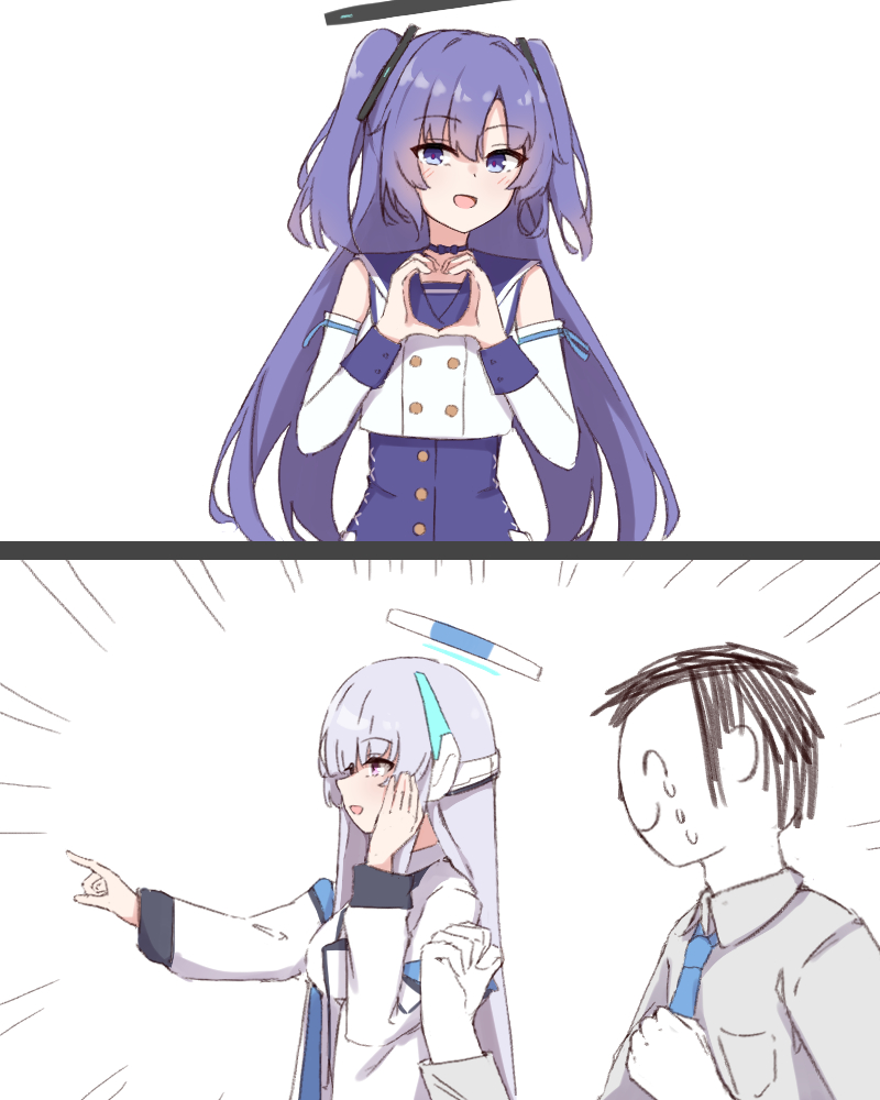 sensei, yuuka, doodle sensei, and noa (blue archive) drawn by chirun0