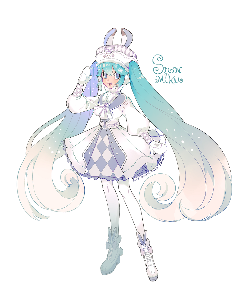 hatsune miku and yuki miku (vocaloid) drawn by souno_kazuki