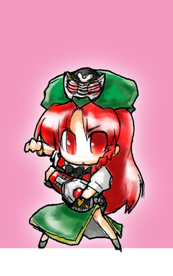hong meiling and kamen rider ryuki (touhou and 2 more) drawn by hashimoto