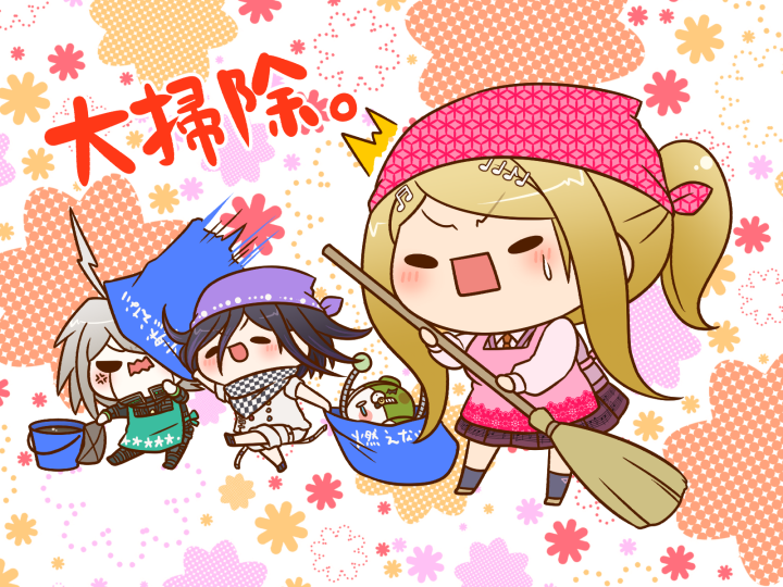 oma kokichi, akamatsu kaede, k1-b0, and monodam (danganronpa and 1 more) drawn by yumaru_(marumarumaru)