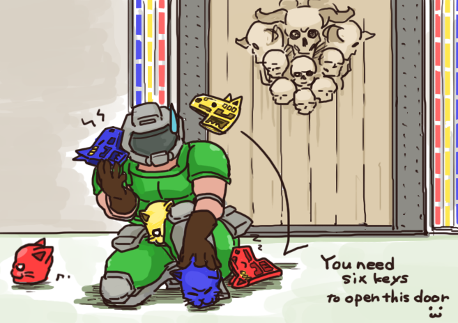doomguy and cacodemon (doom and 1 more) drawn by kurashiki_nanka