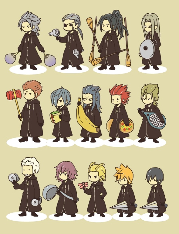 roxas, xion, axel, xemnas, saix, and 9 more (kingdom hearts and 1 more) drawn by yt_(kaisenpasta)