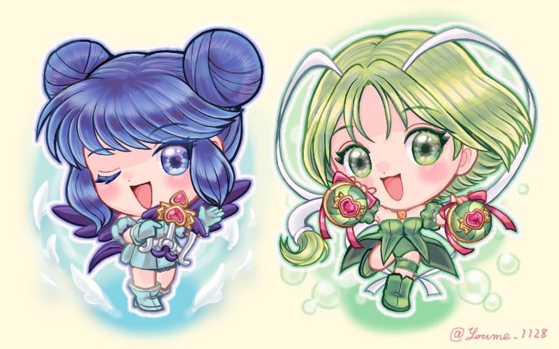 aizawa mint, midorikawa lettuce, mew mint, and mew lettuce (tokyo mew mew) drawn by suruga_kanade