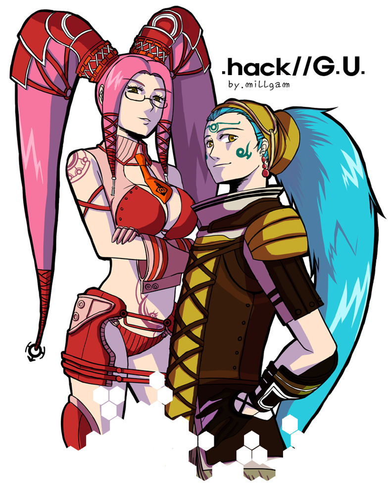 pi and kuhn (.hack// and 1 more) drawn by millgam