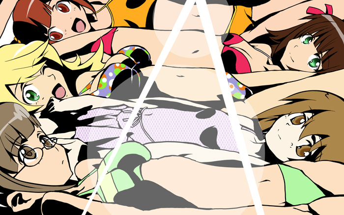 hoshii miki, amami haruka, takatsuki yayoi, hagiwara yukiho, and akizuki ritsuko (idolmaster and 1 more) drawn by toujirou