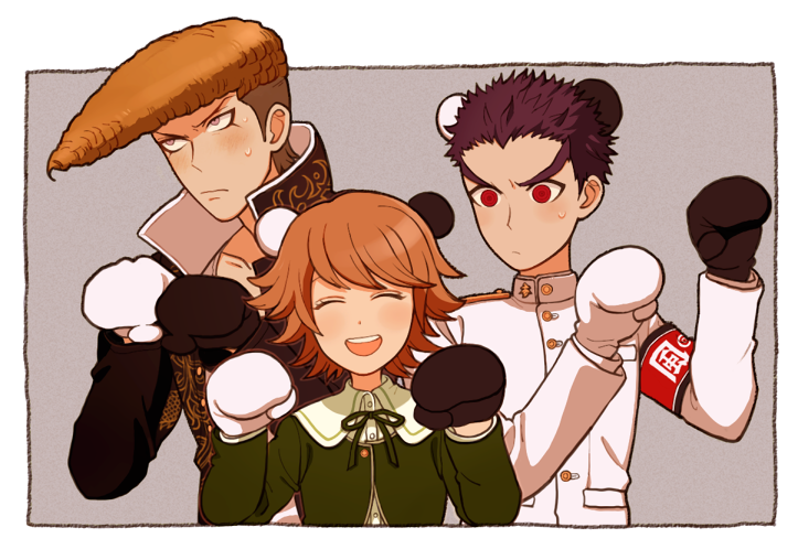 fujisaki chihiro, ishimaru kiyotaka, and owada mondo (danganronpa and 1 more) drawn by luo_zi