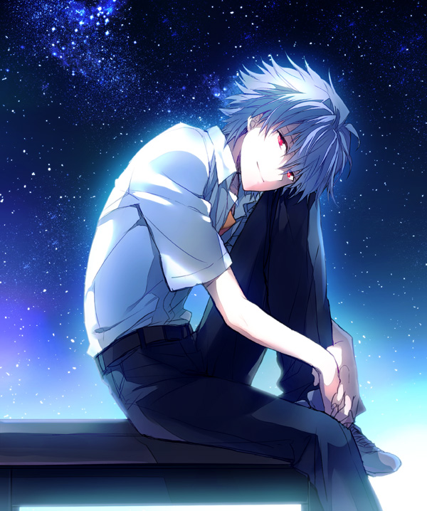 nagisa kaworu (neon genesis evangelion) drawn by kuroemon
