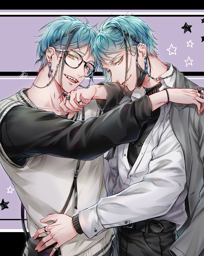floyd leech and jade leech (twisted wonderland) drawn by doro_(sabarudoro)