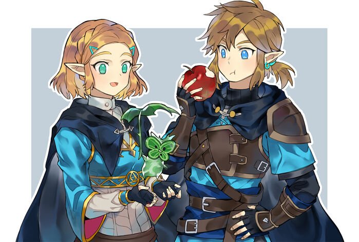 link and princess zelda (the legend of zelda and 1 more) drawn by ivy60530