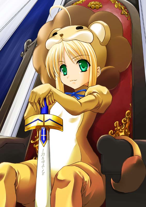 artoria pendragon and saber lion (fate and 1 more) drawn by maho_(yakimorokoshi)