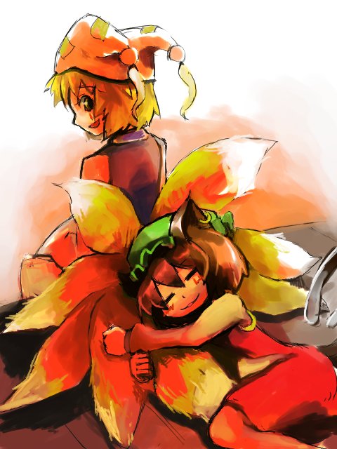 yakumo ran and chen (touhou) drawn by luft_(luft_dokka)