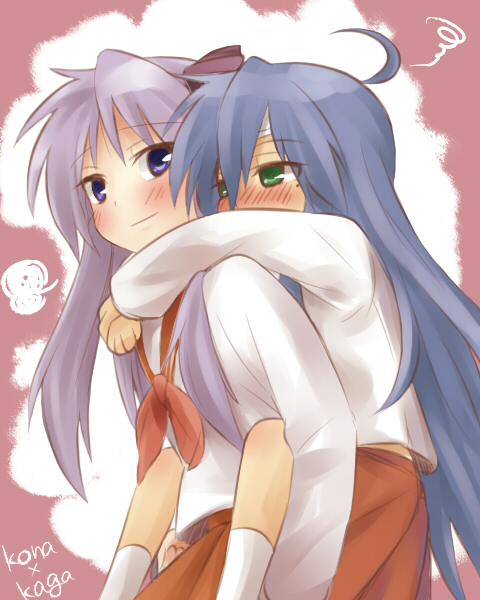 hiiragi kagami and izumi konata (lucky star) drawn by kiji_(manekinuko-tei)
