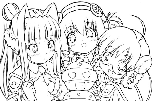 koharuno silk, moroboshi tsubomi, and ufoman (ultimate girl) drawn by girutaabo