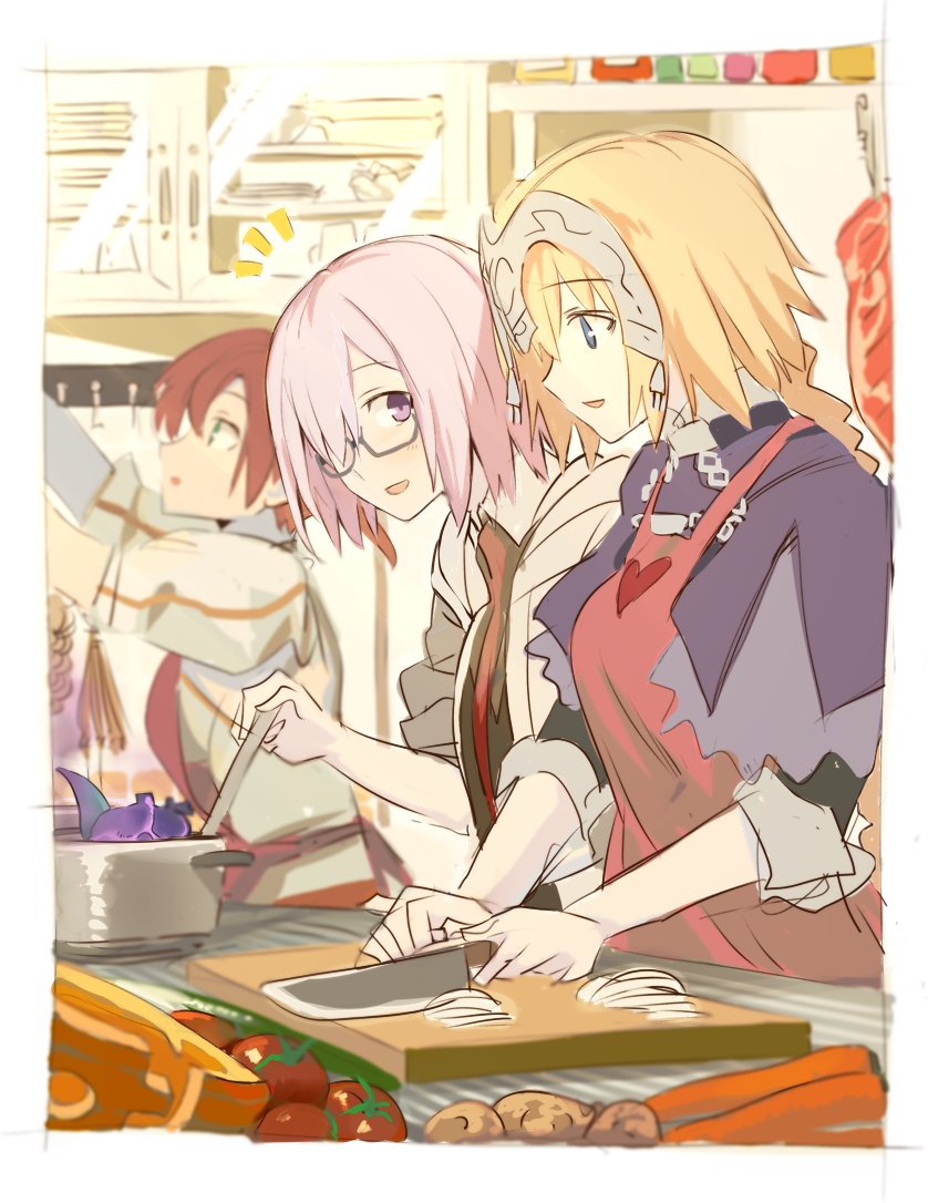 mash kyrielight, jeanne d'arc, and boudica (fate and 3 more) drawn by ningen_(ningen96)
