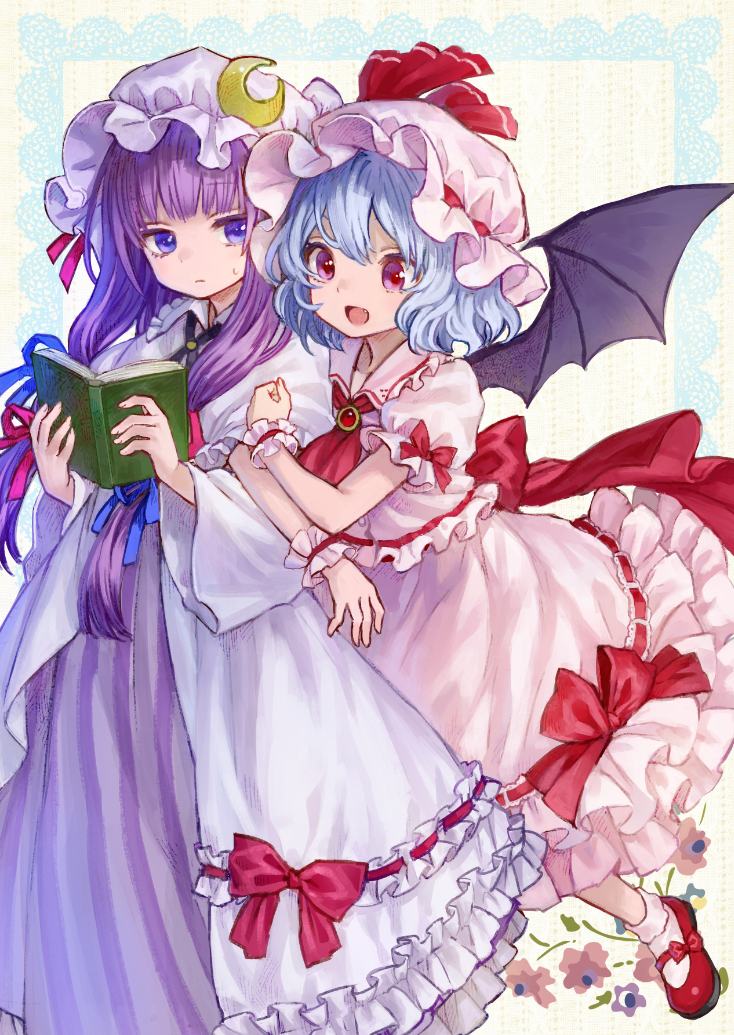 remilia scarlet and patchouli knowledge (touhou) drawn by ama-tou
