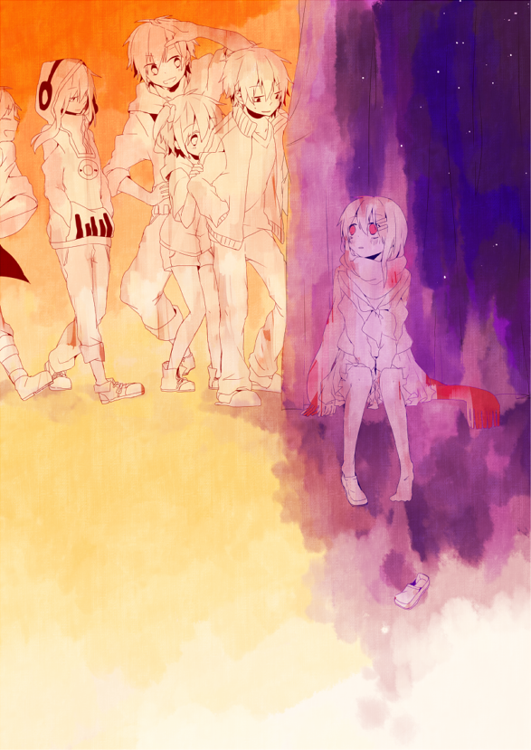 tateyama ayano, kisaragi shintarou, kido tsubomi, kano shuuya, seto kousuke, and 1 more (kagerou project) drawn by motineko