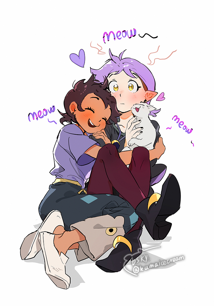 luz noceda, amity blight, and ghost (the owl house) drawn by kuma20151225