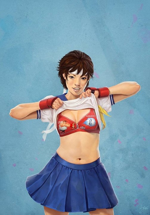 ryu and kasugano sakura (street fighter) drawn by alejandro_garcia_p.