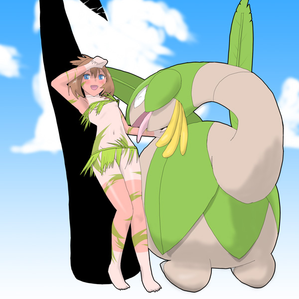 may and tropius (pokemon and 1 more) drawn by furuaki