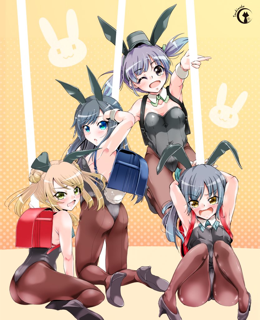 asashio, kasumi, michishio, and ooshio (kantai collection) drawn by tsukineko