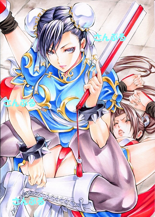 chun-li and shiranui mai (street fighter and 2 more) drawn by maruto_(marutohonpo)
