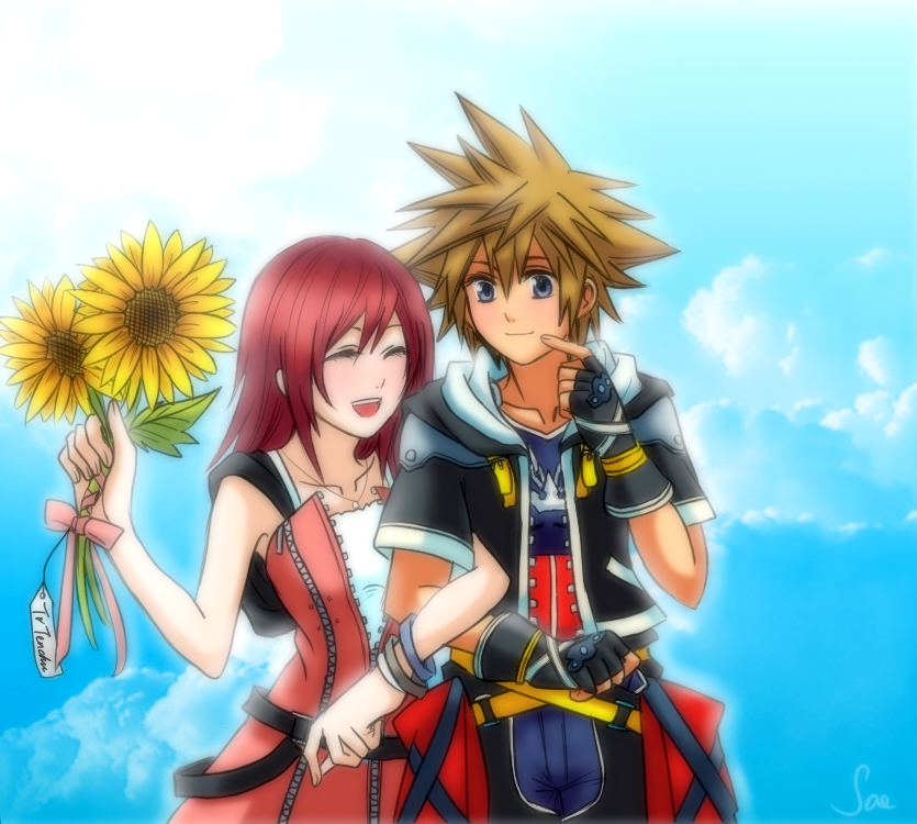 sora and kairi (kingdom hearts) drawn by spirasen