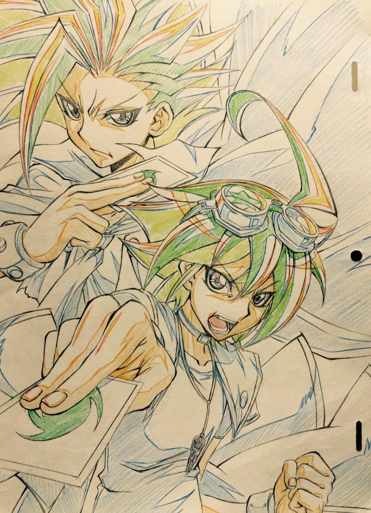 sakaki yuya and ute (yu-gi-oh! and 1 more) drawn by hiroki_(vvkagerouvvr2)