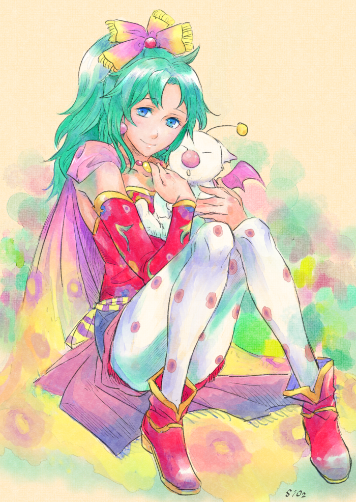 terra branford and moogle (final fantasy and 1 more) drawn by sio2_(nisankakeiso)