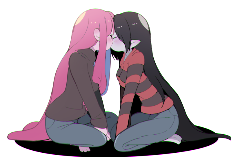 marceline abadeer and princess bonnibel bubblegum (adventure time) drawn by rokuromi