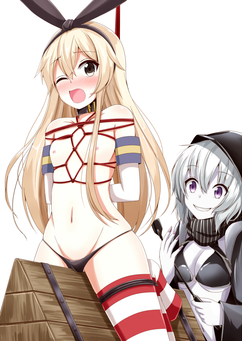 shimakaze and re-class battleship (kantai collection) drawn by aikawa_ryou