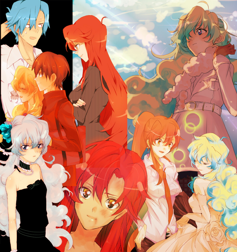 yoko littner, nia teppelin, simon, and kamina (tengen toppa gurren lagann) drawn by kiui