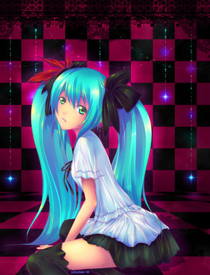 hatsune miku (vocaloid and 1 more) drawn by kazuri_(az_783) and modern-swinger