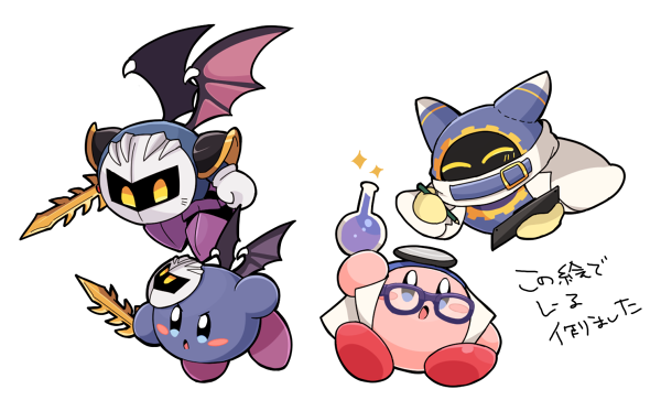 kirby, meta knight, magolor, and doctor kirby (kirby) drawn by midooka_(o_k_k)