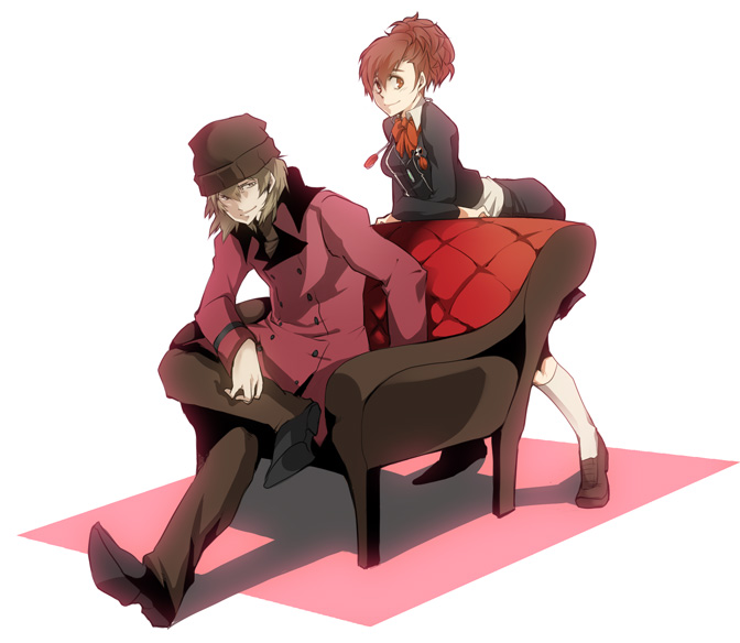 shiomi kotone and aragaki shinjirou (persona and 2 more) drawn by nana_(jintyouge)